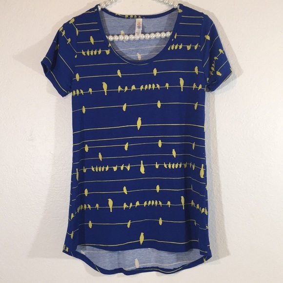 LuLaRoe Classic Tee bird-on-a-wire print sz. XXS - Picture 1 of 7